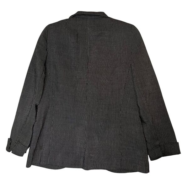 Akris Bergdorf Goodman Pantsuit Womens 12 Gray Pinstripe Suit Blazer Pants - Picture 11 of 15